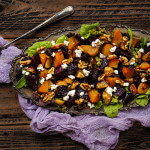 Roasted beets salad with caramelized garlic, toasted walnuts and goat cheese | www.viktoriastable.com