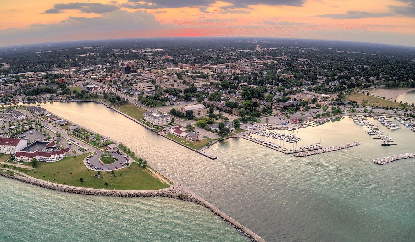 Aerial view of Sheboygan, Wisconsin.