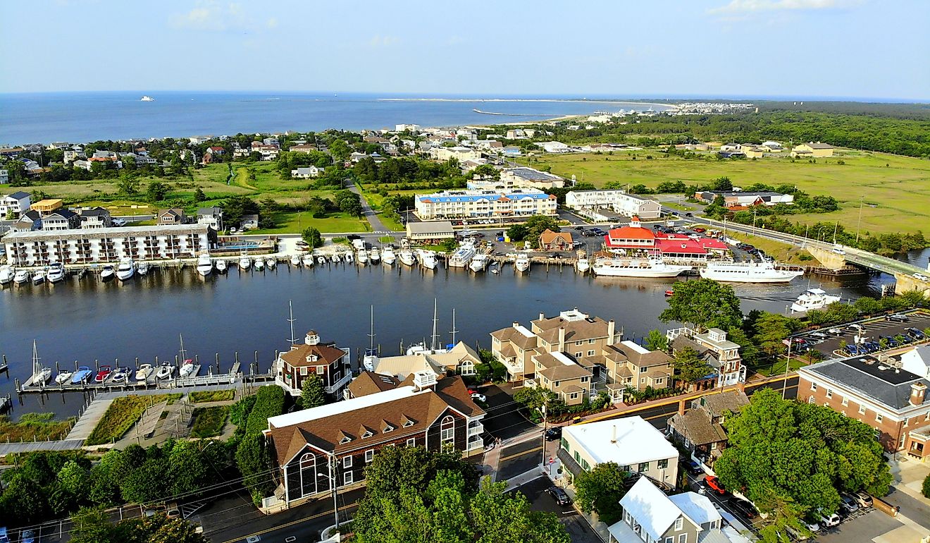 Aerial view of Lewes, Delaware.