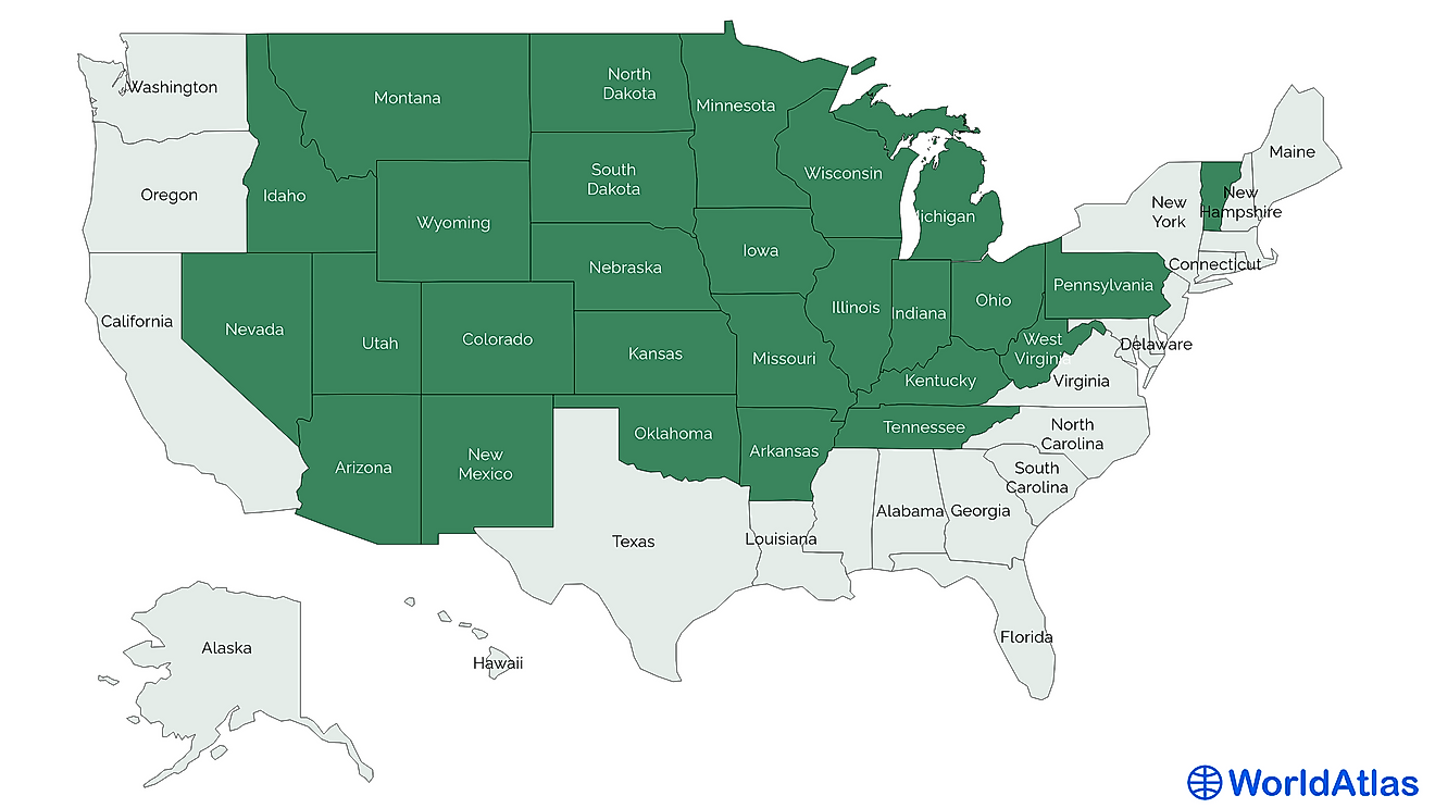 Landlocked states of the United States