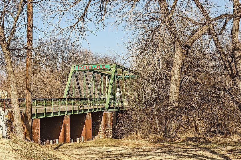 A rustic bridge from 1914 in the town of Lindsborg, Kansas.