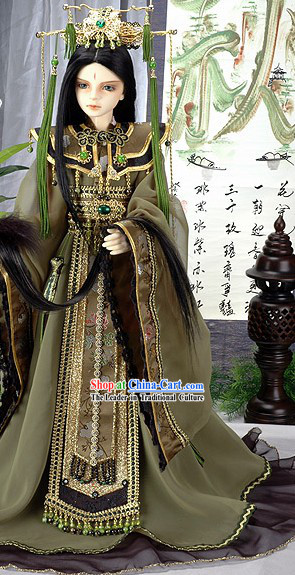 Ancient Chinese Emperor Costume and Crown Complete Set