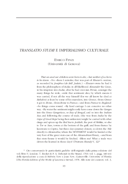 First page of “Translatio studii e imperialismo culturale”