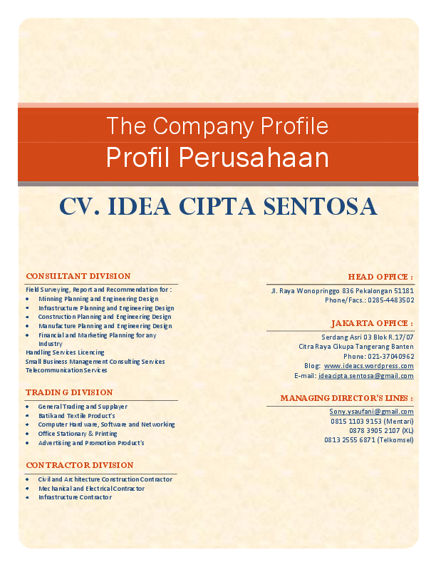 Contoh Company Profile Cv Sederhana Pdf - IMAGESEE