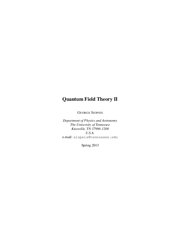 First page of “Quantum Field Theory II”