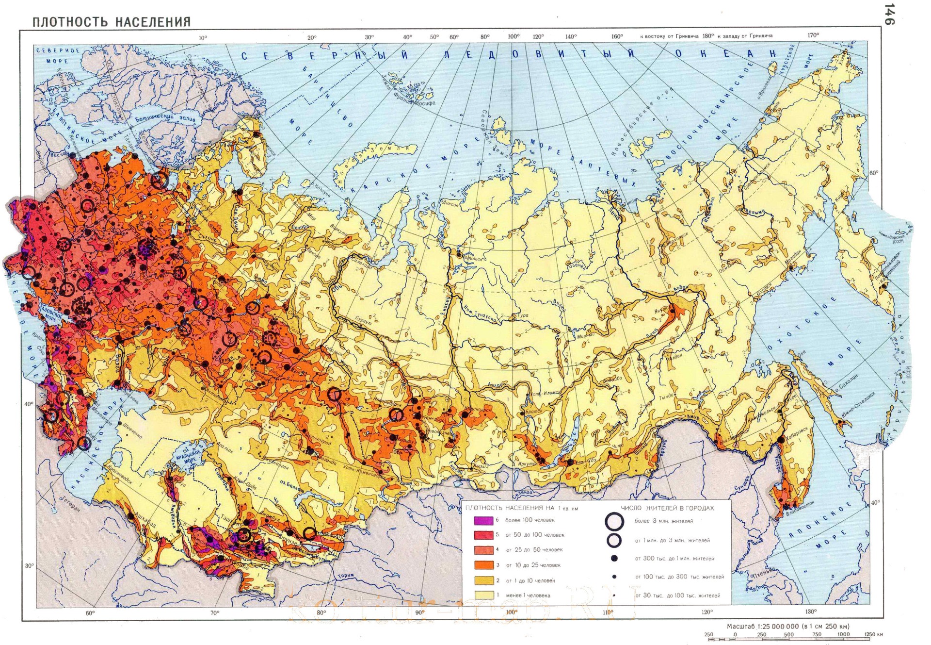 A population density map of Russia