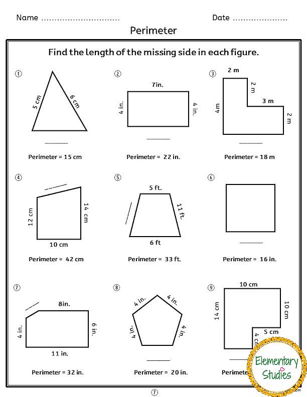 Geometry Perimeter And Area Worksheet