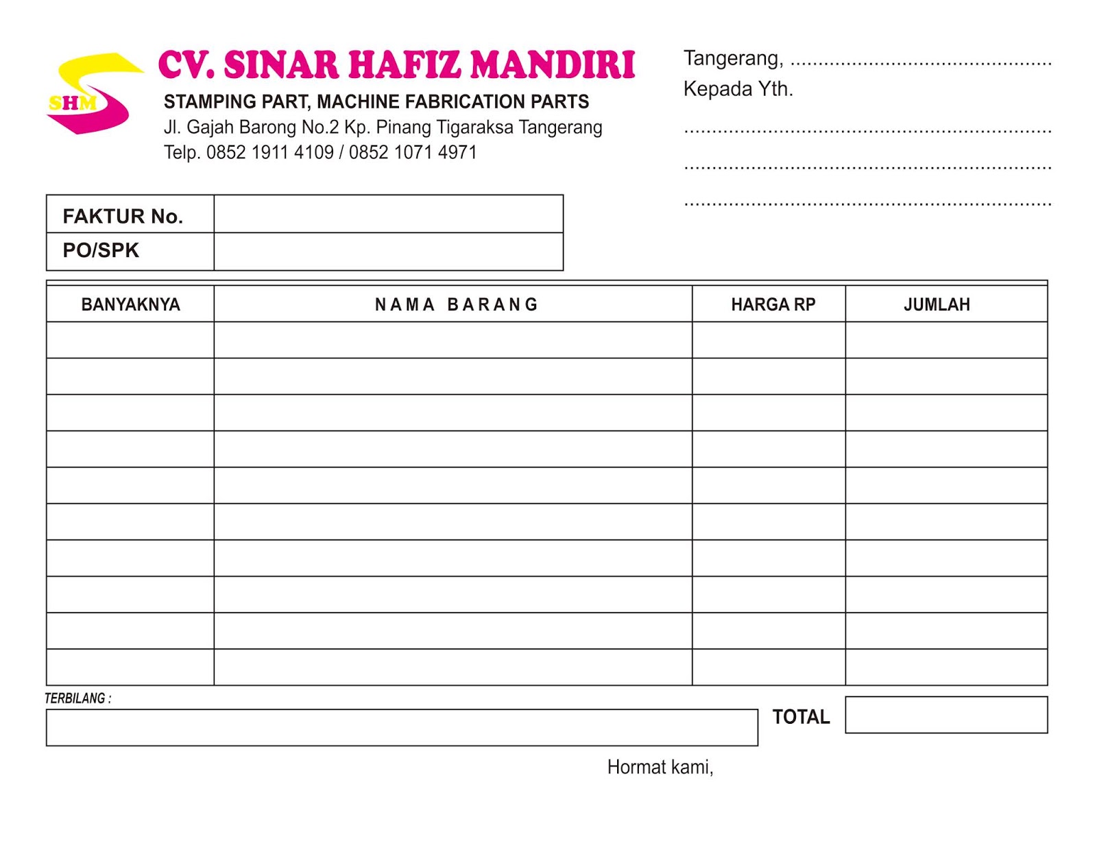 Mbh Contoh Nota Faktur Kwitansi Excel - IMAGESEE