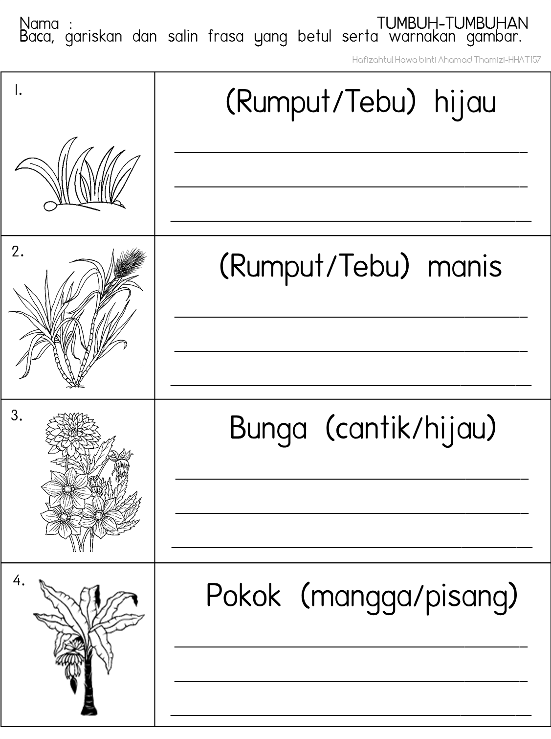 Lembaran Kerja Tanaman