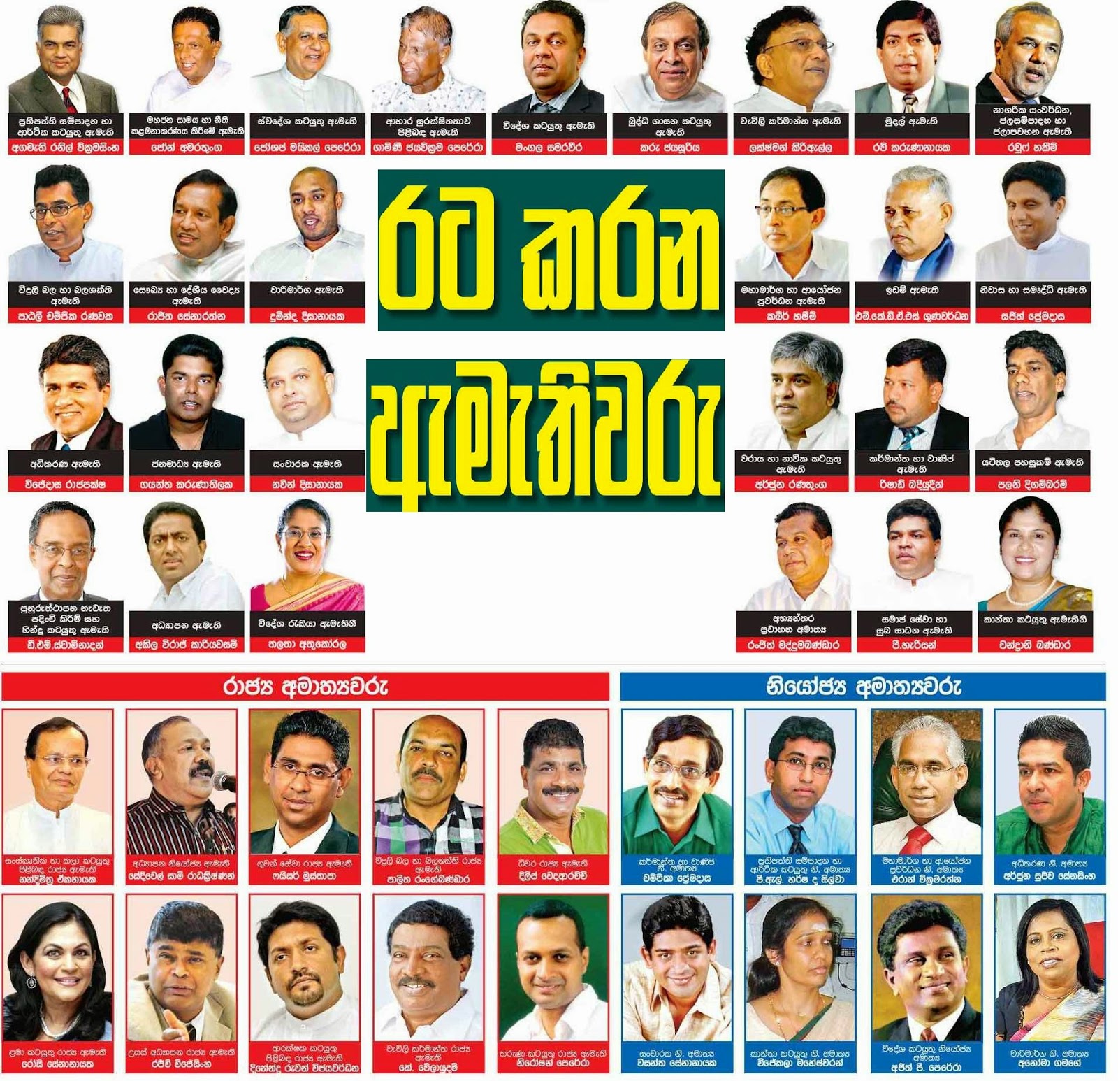 Sri Lanka New Cabinet ministers | Sri Lanka Newspaper Articles