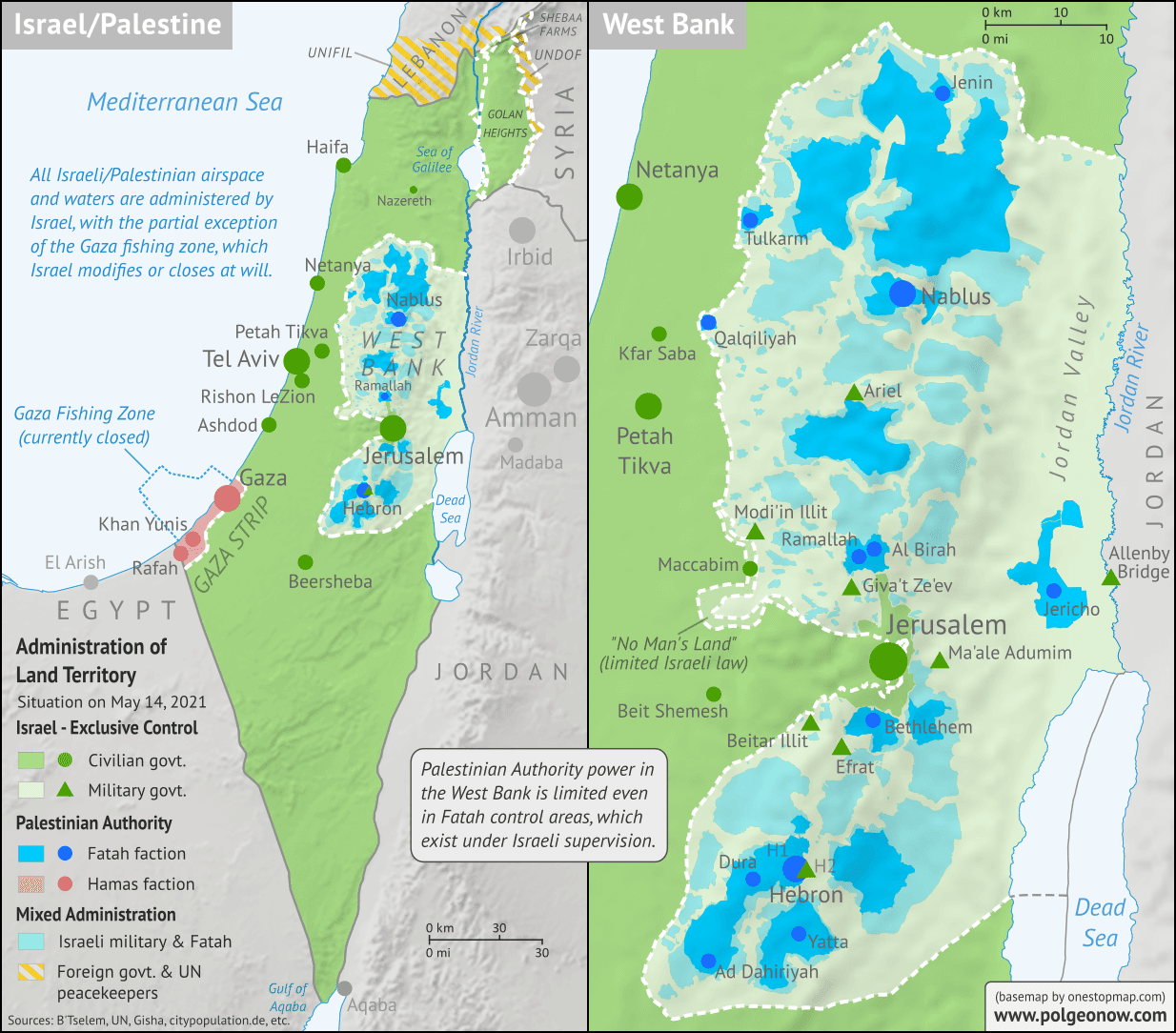 Israel / Palestine Map: Who Controlled What in May 2021? - Political ...