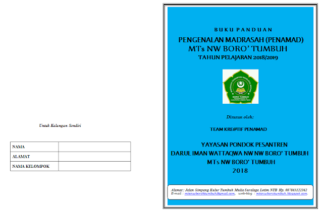 Contoh Buku Panduan PENAMAD (Pengenalan Madrasah) TP. 2019/2020 ...