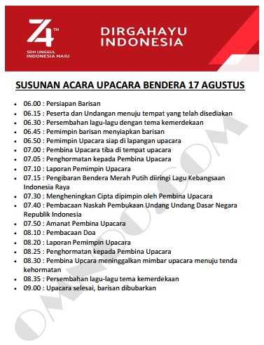 Pembacaan Susunan Acara Upacara 17 Agustus - IMAGESEE