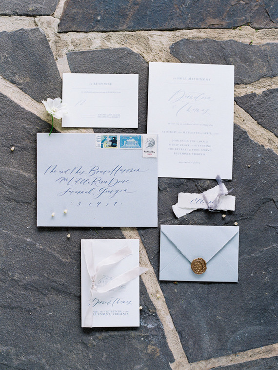 Elegant blue wedding invitations