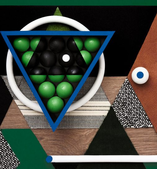 Artistic collage of billiards room materials