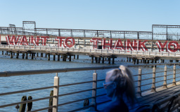 Graphic art on Hudson River Pier