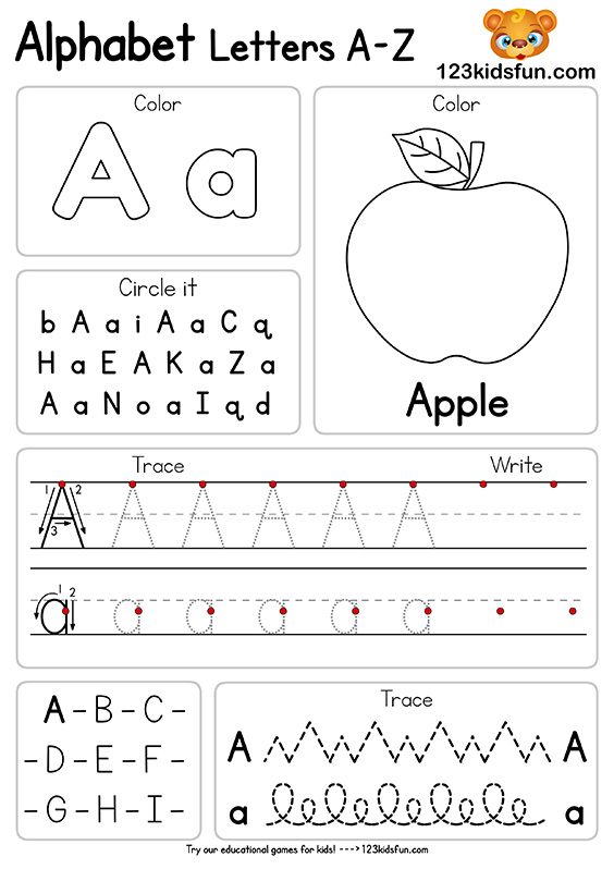 Printable Preschool Letter A Worksheets