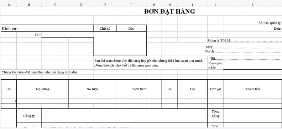 Tải Miễn Phí Mẫu Đơn Đặt Hàng Chuẩn Nhất