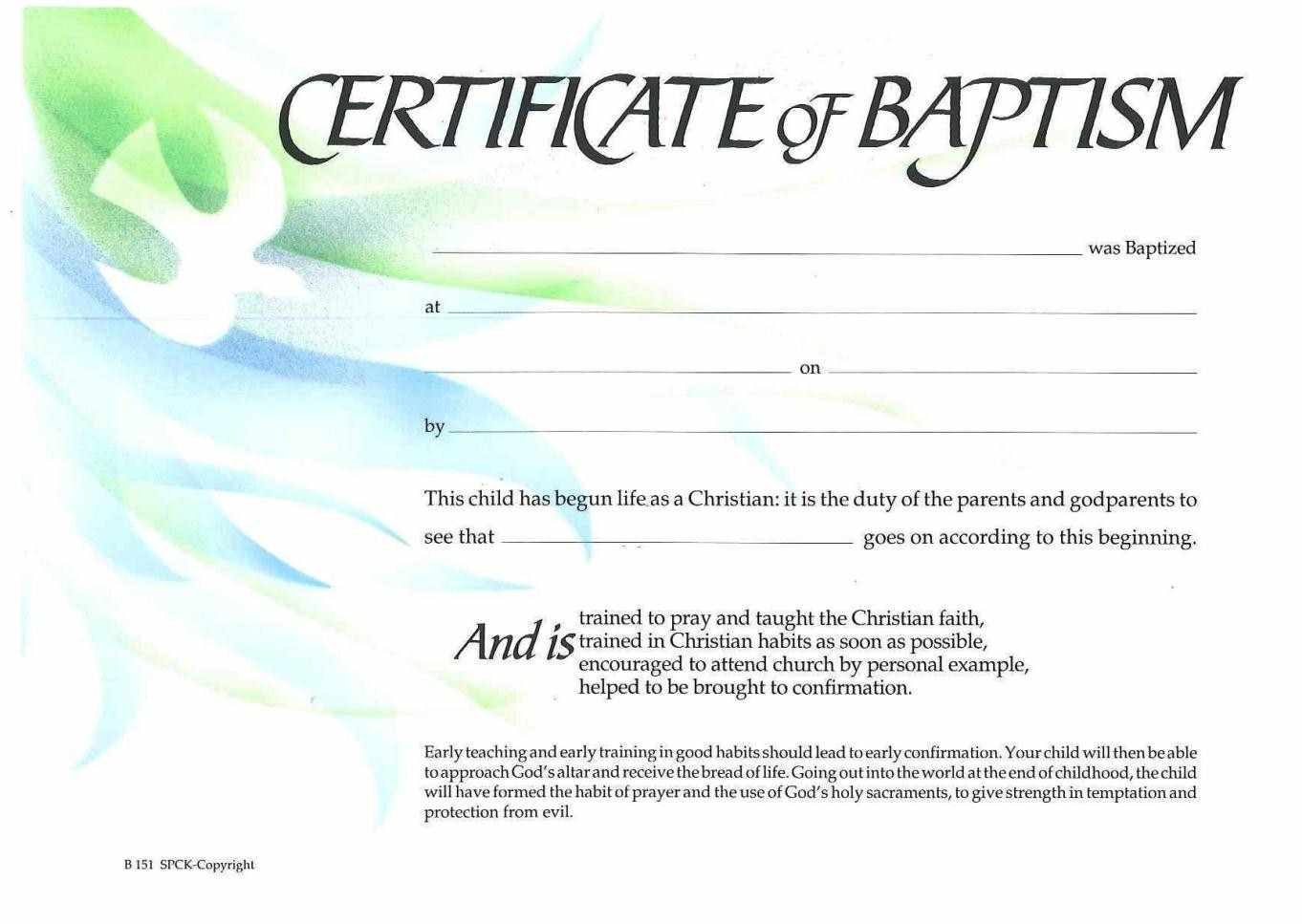 Baptismal Certificates Printable