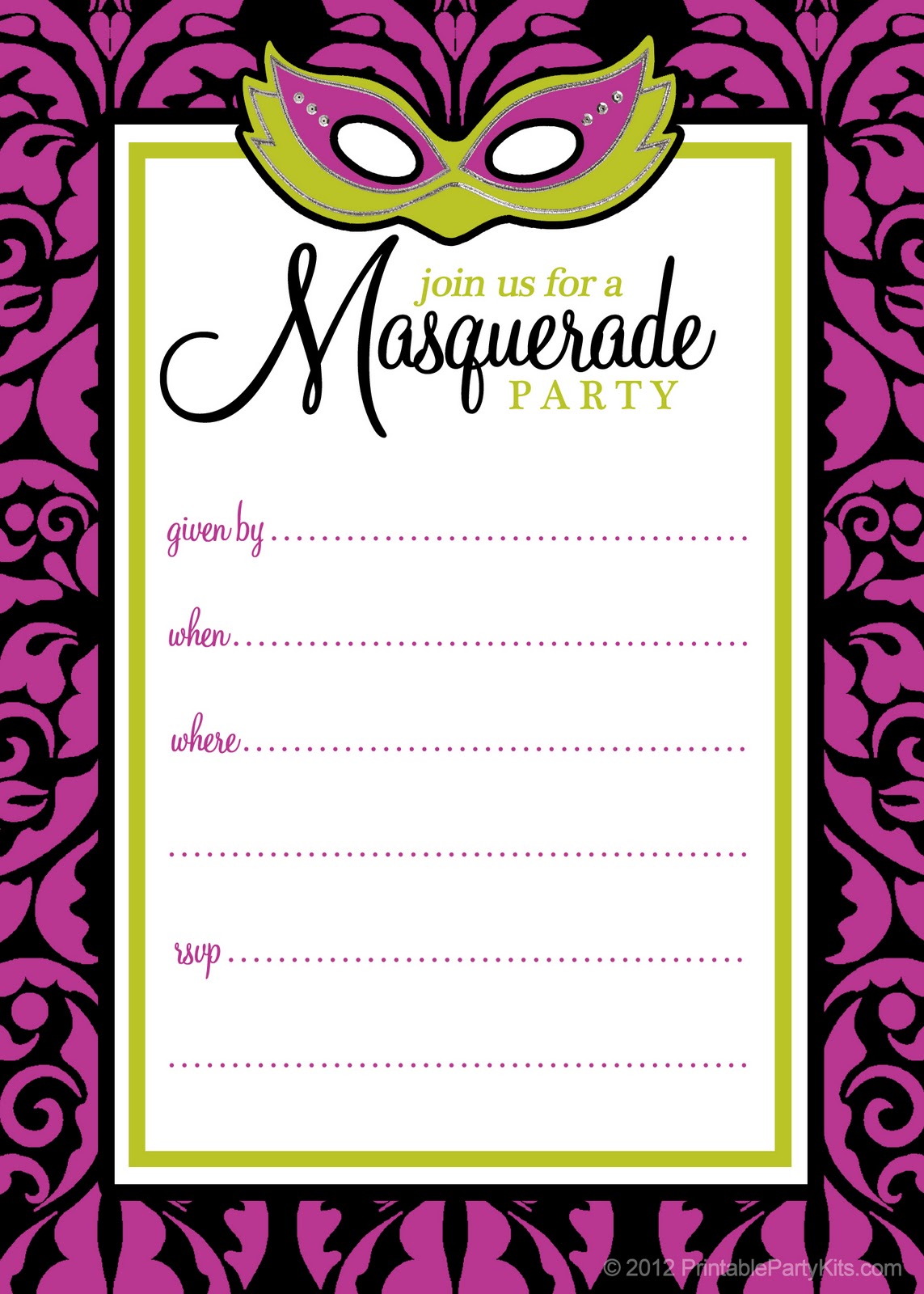 Blank Masquerade Ball Invitations