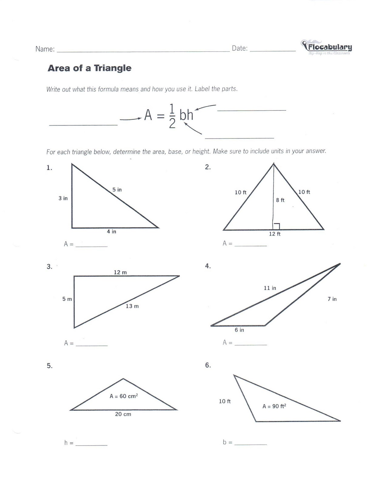 Mrs. White's 6th Grade Math Blog: AREA OF A TRIANGLE