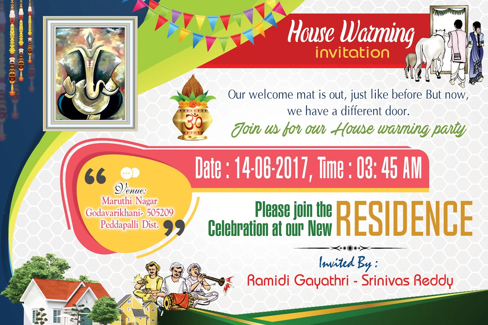 housewarming invitation card psd template free download | naveengfx