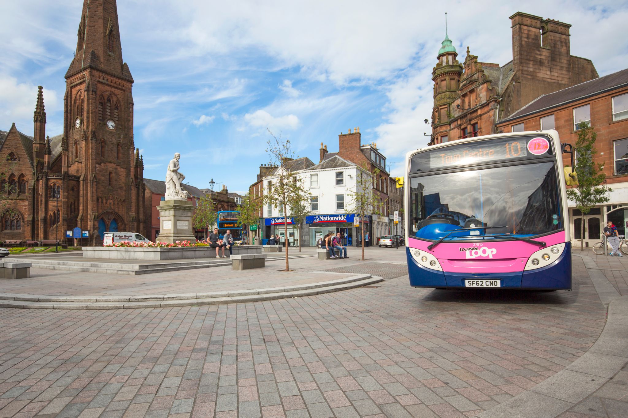 Bus arriving in Dumfries