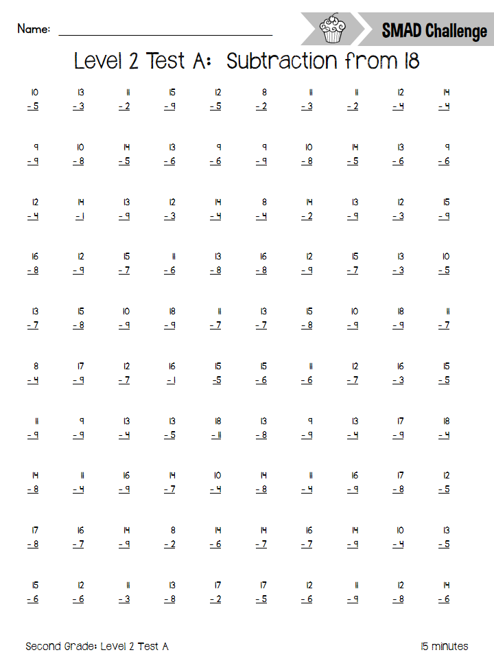 Fact Fluency Math Worksheet