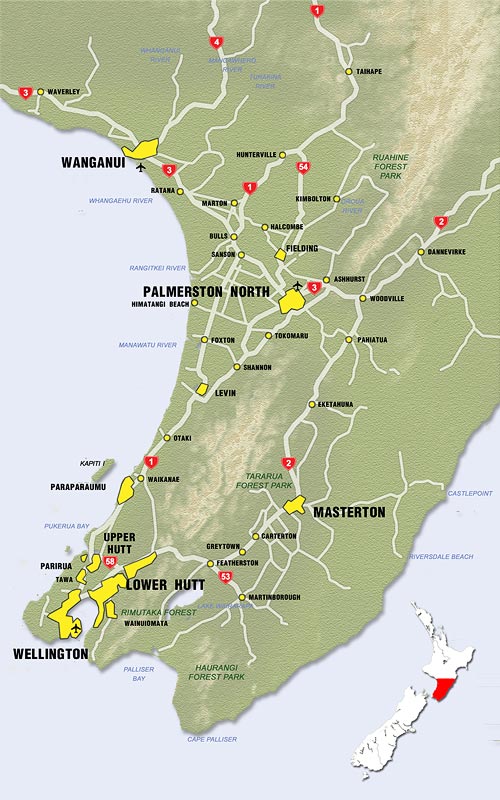 Political Map of Wellington New Zealand | Political Map of New Zealand