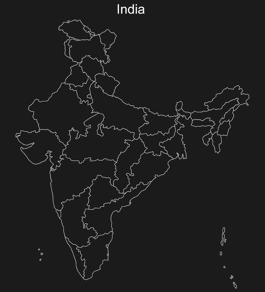 Blank Outline Map Of India