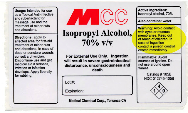 Isopropyl Alcohol Hazard Label