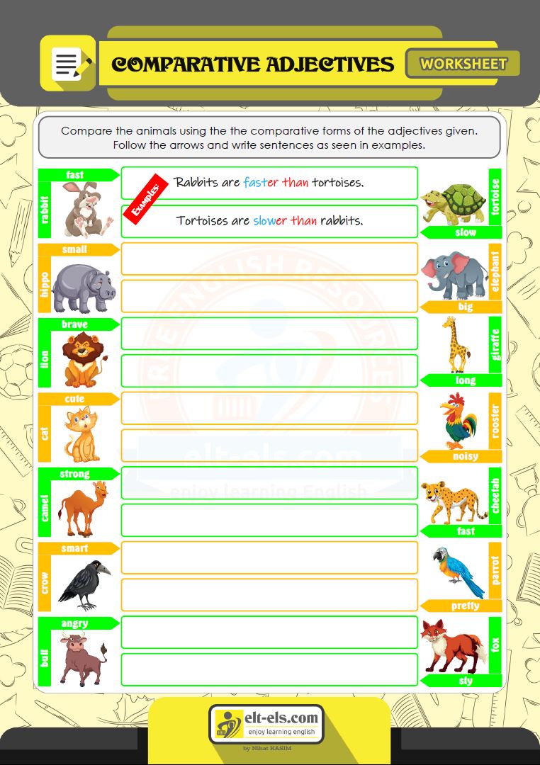 Comparative Adjectives Worksheet 1st Grade