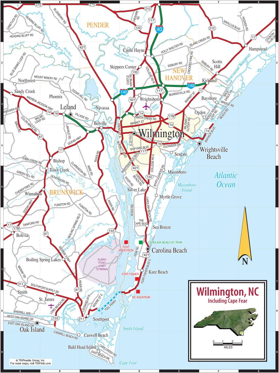 Printable Map Of Wilmington Nc