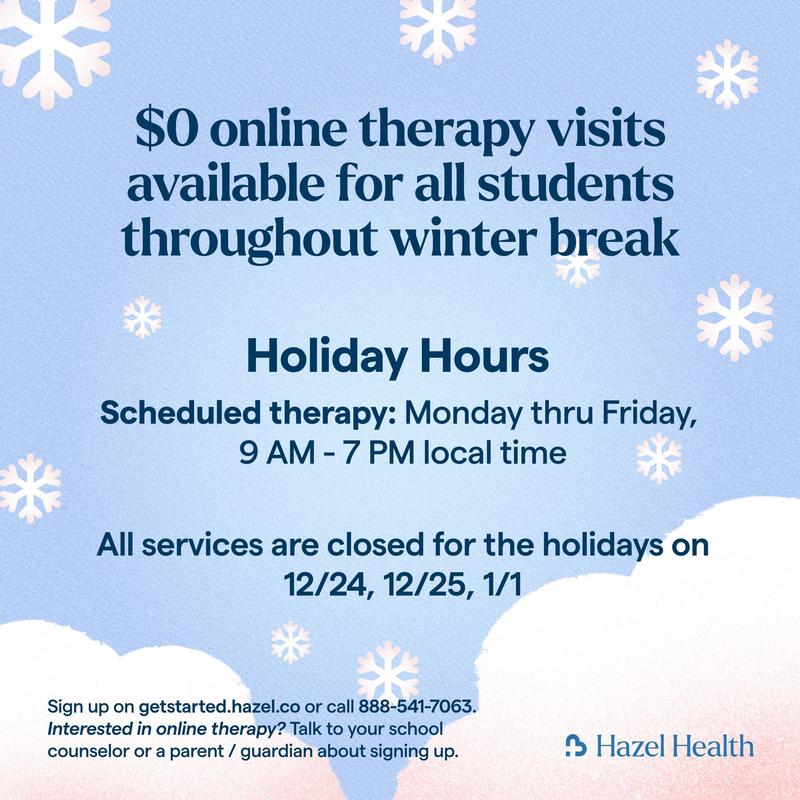 Hazel Health Support - Holiday Hours