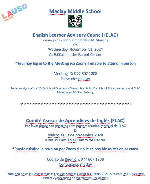 ELAC Flier 11-13-24