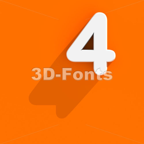 Flat design digit 4 - 3d number - 3d-fonts