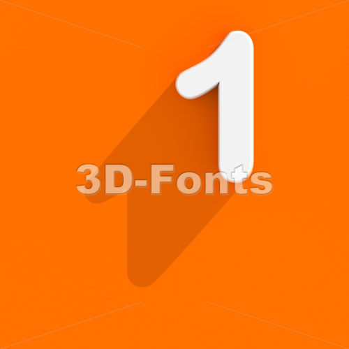 Flat design number 1 - 3d digit - 3d-fonts