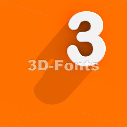 Flat design number 3 - 3d digit - 3d-fonts