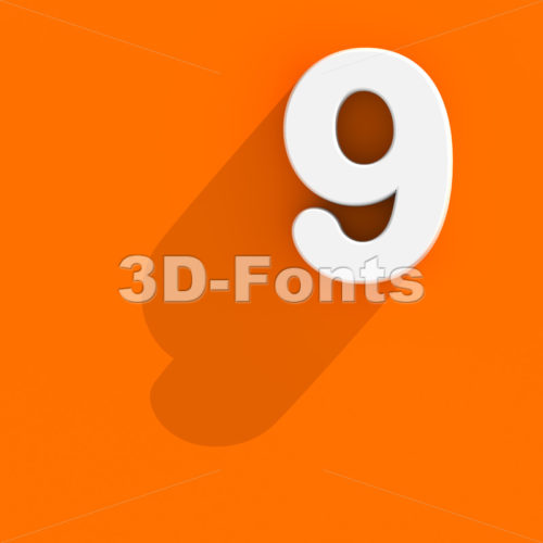 Flat design number 9 - 3d digit - 3d-fonts