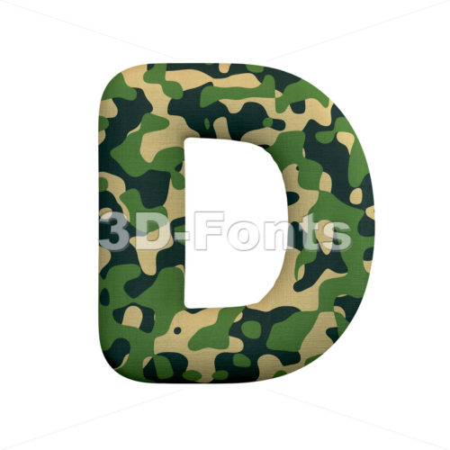 camo font D - Capital 3d character - 3d-fonts