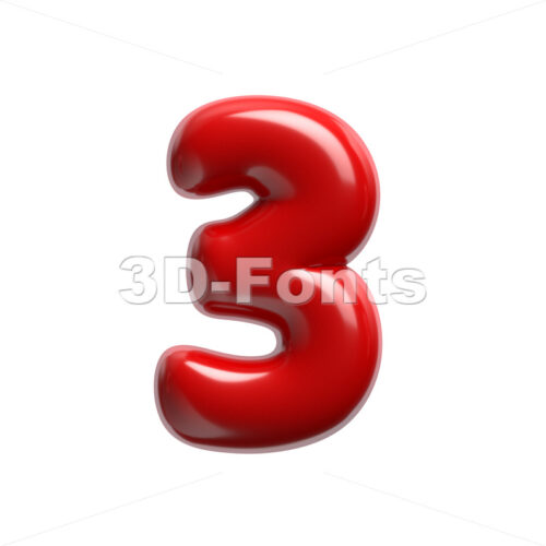 red cartoon digit 3 - 3d number