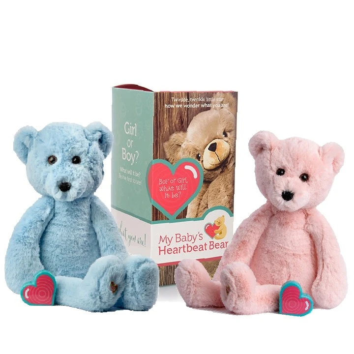 pink and blue gender reveal heartbeat bears