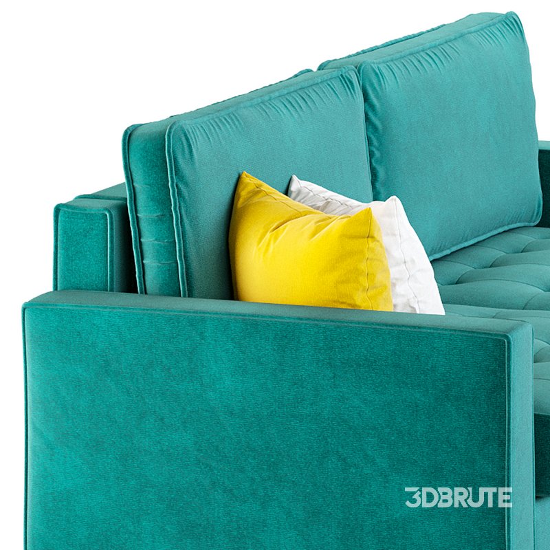 Velvet Fabric Sofa Couch 3d model Buy Download 3dbrute