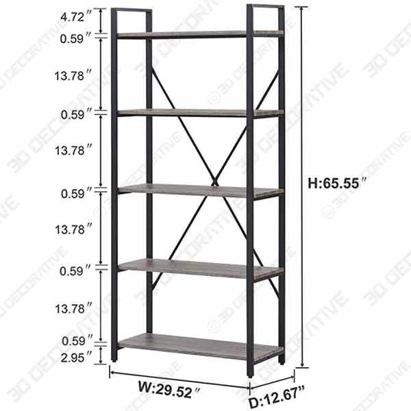 BON AUGURE Industrial Bookshelf - 3D Decorative