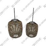 Set of 2 – Cage Lamp Unique handmade Woven Hanging Pendant Light, Natural/Cane Pendant Light - 3D Decorative