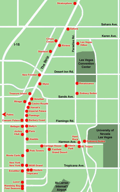 Printable Map Of Las Vegas Strip