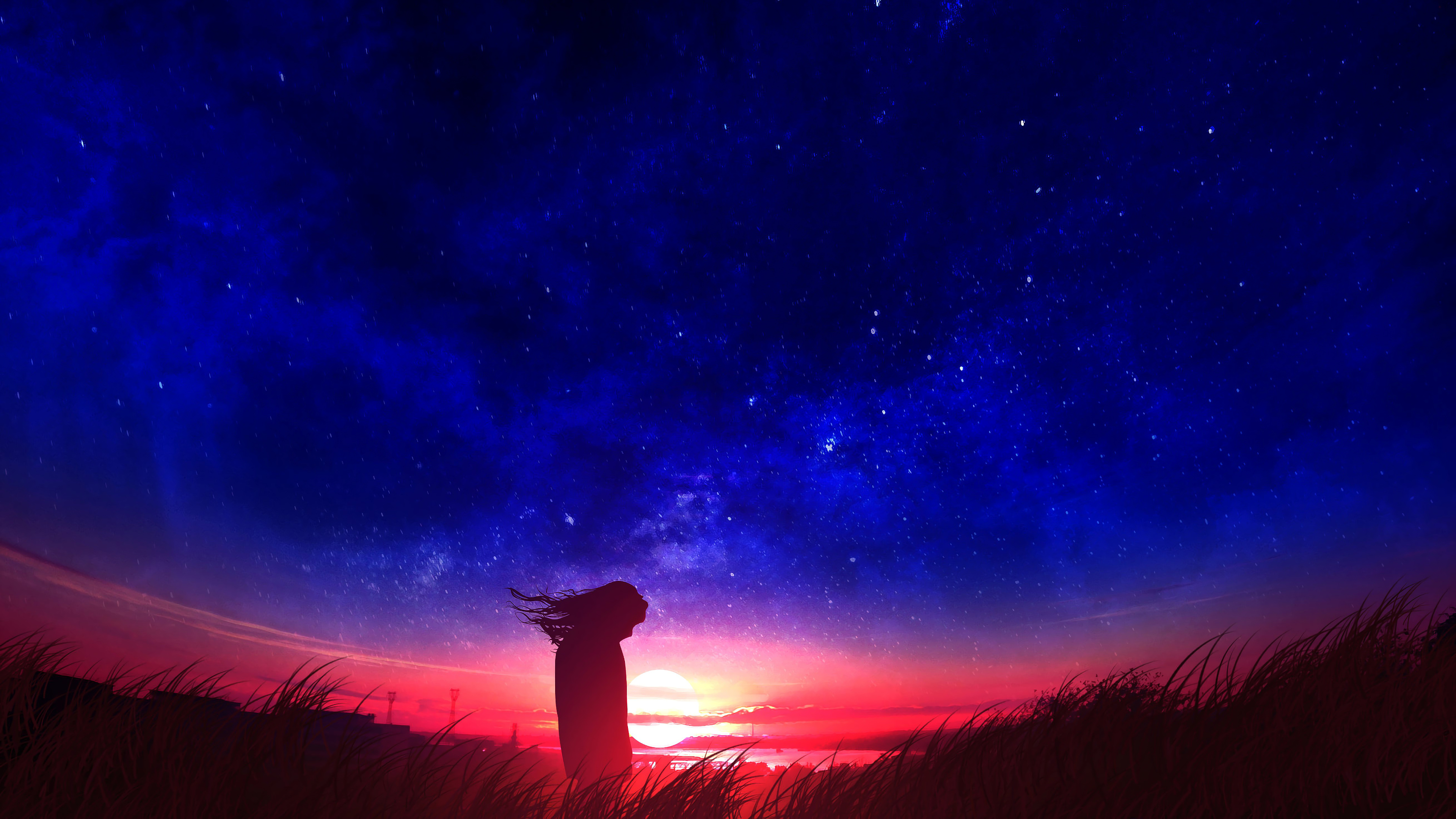 Anime Night Sky Wallpaper