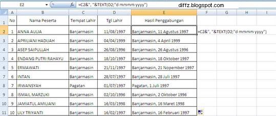 I'm Diffz: Masalah Penggabungan Tempat dan Tanggal Lahir