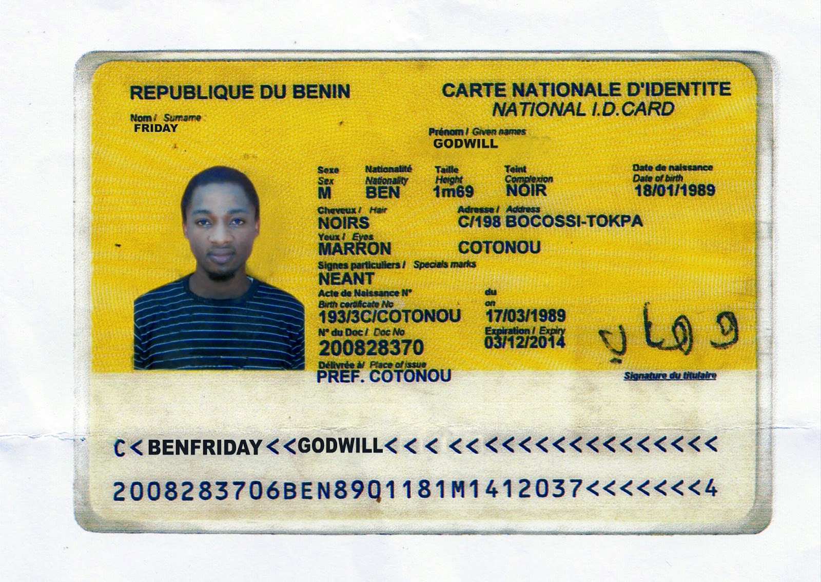 Benin Republic National ID Card ~ Chat212 Nig - We Make your voice Counts