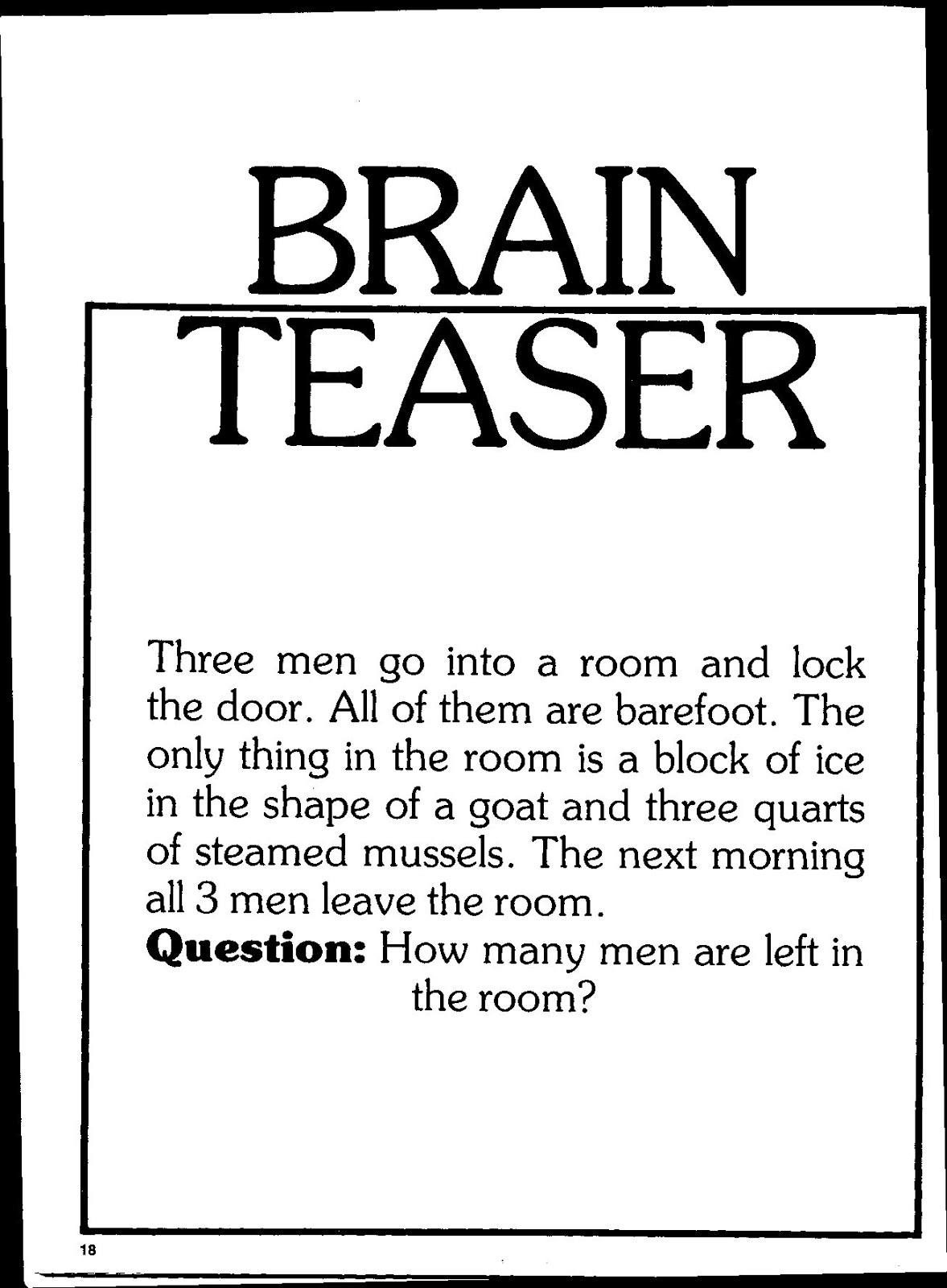 Brain Teasers Free Printable